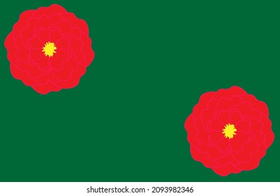 Camellia blossoms on dark green background.