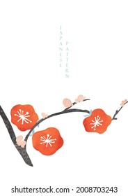 Camellia elements with floral background vector. Flower pattern with watercolor texture banner design in vintage style.