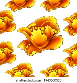 Camellia exotic flower. Seamless pattern in Chinese style. Vector illustration. Use printed materials, signs, objects, websites, maps.