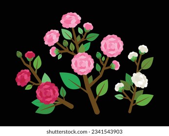 Camellia Flower Arrangement Geometric Style