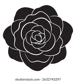 Camellia Flower Icon with Curled Petals – A Beautiful, Elegant Bloom Symbolizing Love, Admiration, and Graceful Perfection