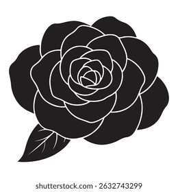 Ícone de flor de camélia com pétalas onduladas - Uma flor bonita, elegante simbolizando amor, admiração e perfeição graciosa