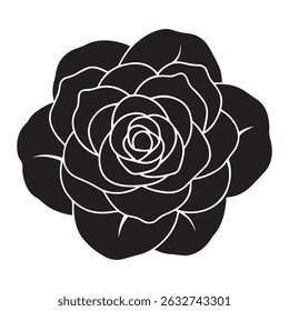 Ícone de flor de camélia com pétalas onduladas - Uma flor bonita, elegante simbolizando amor, admiração e perfeição graciosa