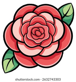Ícone de flor de camélia com pétalas onduladas - Uma flor bonita, elegante simbolizando amor, admiração e perfeição graciosa
