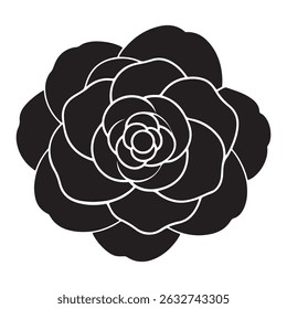 Camellia Flower Icon with Curled Petals – A Beautiful, Elegant Bloom Symbolizing Love, Admiration, and Graceful Perfection