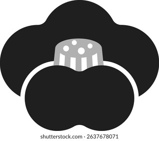 Camellia Flower Japanese Style Icon Illustration (Monochrome)