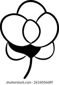 Camellia Flower Outline Style with Soft Overlapping Petals Vector Silhouette Design