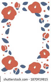 Camellia flower pattern vector frame.