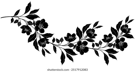 Diseño de Vector de ilustración de silueta de flor de camelia