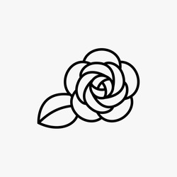 Camellia Flower, Vector Symbol Design