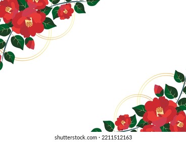 Camellia flowers blooming in the Asian winter traditional decoration
