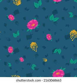 Camellia flowers repeat pattern design background illustration