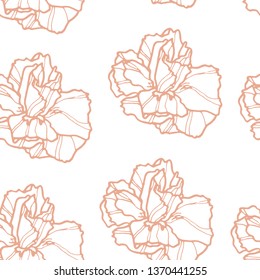 Camellia hand drawn flower vector pattern
