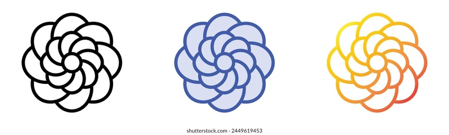 camellia icon. Linear, Blue Fill and Gradient Style Design Isolated On White Background