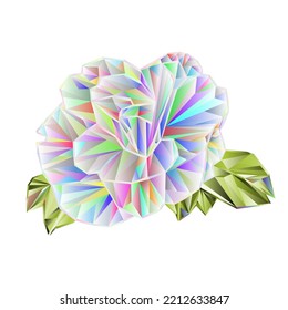 Camellia Japonica  multicolored  flower polygons on a white background vector illustration editable hand drawn
