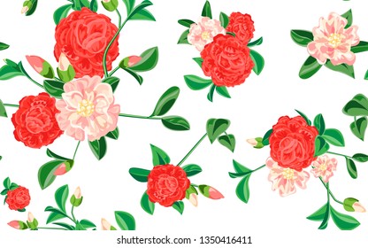 Camellia pattern. Cartoon illustration of camellia vector pattern for web design