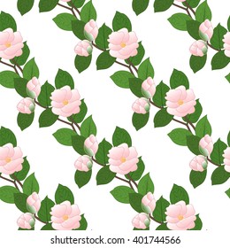Camellia seamless pattern. Camellia vector. Chinoiserie.