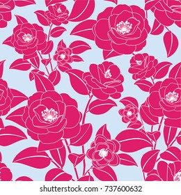 Camellias pattern. Vector seamless texture.