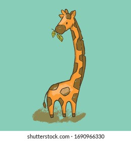 CAMELOPARD Cartoon Savannah Animal Giraffe Hand Drawn Vector
