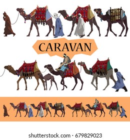 Camels Caravan Illustration Set