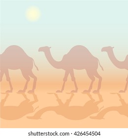 Camels caravan seamless pattern