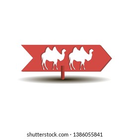 camels going in the red arrow with a pylon, vector graphics