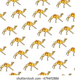 Camels seamless pattern. Stylish pattern with camels on a white background