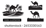 Camels silhouette. desert logo icon animal illustration. 