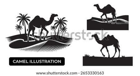 Camels silhouette. desert logo icon animal illustration. 