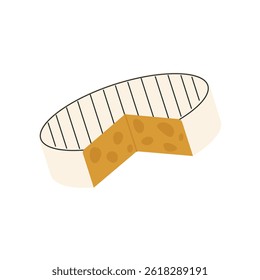 Camembert cheese in flat design. French brie cheese, dairy product. Vector illustration isolated.