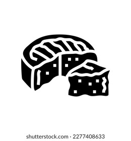 camembert cheese food slice glyph icon vector. camembert cheese food slice sign. isolated symbol illustration