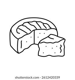 camembert cheese food slice line icon vector. camembert cheese food slice sign. isolated contour symbol black illustration