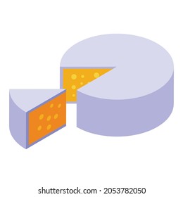 Icono de queso camembert. Isometric, icono vectorial del queso Camembert, para el diseño web aislado en fondo blanco