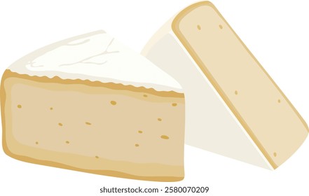 Camembert Cheese Sliced Illustration Isolated on White Background