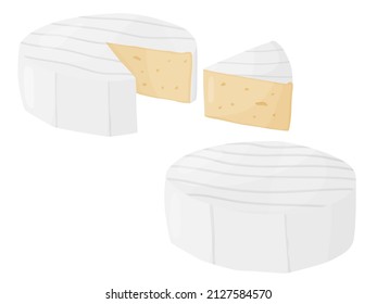 Camembert soft cheese block. Farm market product for label, poster, icon, packaging.