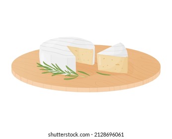 Camembert soft cheese block. Farm market product for label, poster, icon, packaging.