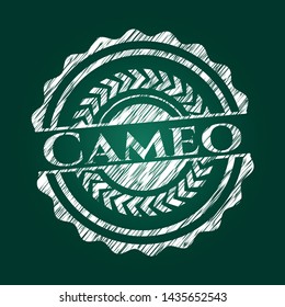 Cameo chalkboard emblem on black board. Vector Illustration. Detailed.