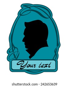 Cameo. Retro Male Silhouette Vector Frame