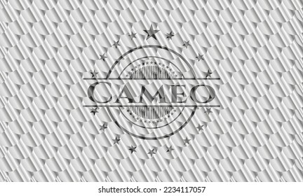 Cameo shiny silver badge. Scales pattern. Vector Illustration. Detailed. 