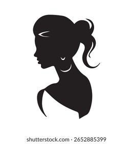 Cameo vector silhouette, black color isolated on white background. Vector illustration
