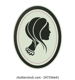 Cameo Vector Silhouette Of A Hipster Woman With Short Hair