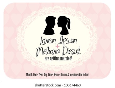 Cameo Wedding Invitation Card Vector/illustration