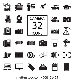 camera 32  icons on white background. Vector illustration.