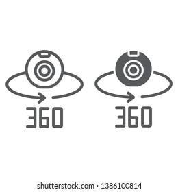 Camera 360 line and glyph icon, device and rotation, panoramic camera sign, vector graphics, a linear pattern on a white background, eps 10.