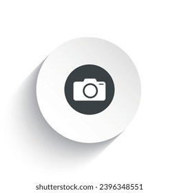 Camera 3D icon button vector isolated on white background.
