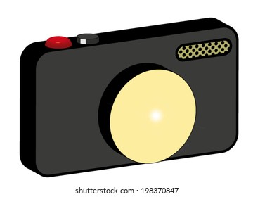 Camera 3d photo vector retro vintage, white background 