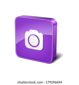 Camera 3d Rounded Corner Violet Vector Icon Button