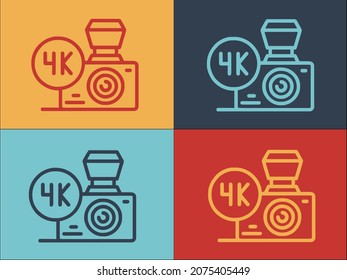 Camera 4k Stream Logo Template, Simple Flat Icon Of 4k,video,camera