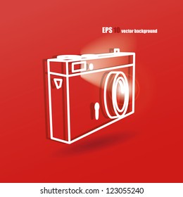 Camera Abstract on red background.