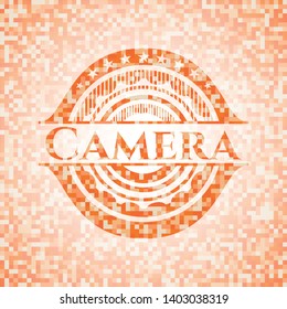 Camera abstract orange mosaic emblem